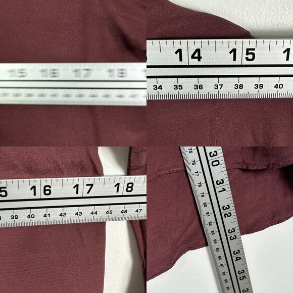 Aritzia Wilfred Burgundy Wine High Low Blouse Tunic Dress Size XS Long Sleeve - Picture 11 of 12